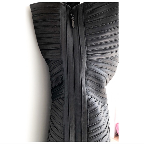 BCBG MaxAzria black bodycon one shoulder dress - Picture 6 of 8